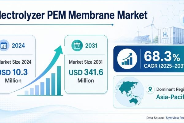 Electrolyzer PEM Membrane Market Share to Reach USD 341.6 Million by 2031 with Consolidated Competitive Landscape