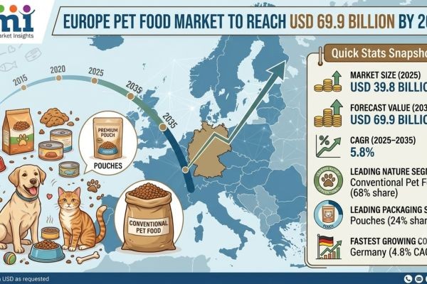 Europe Pet Food Market to Reach USD 69.9 Billion by 2035