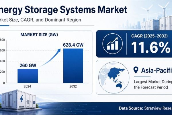 Energy Storage Systems Market Outlook Points to 628.4 GW by 2032 with Asia-Pacific Leadership
