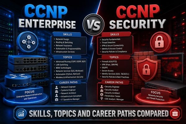 CCNP Enterprise vs CCNP Security: Skills, Topics, and Career Paths Compared