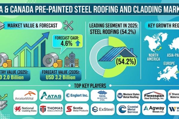 U.S. and Canada Pre-Painted Steel Roofing and Cladding Market Forecast 2026–2036: Market Expansion Driven by Sustainable Construction