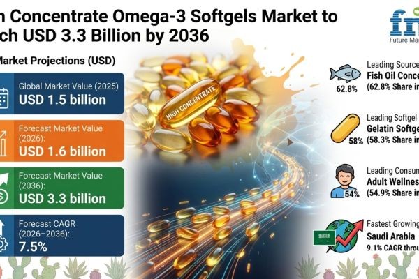 High Concentrate Omega-3 Softgels Market to Reach USD 3.3 Billion by 2036