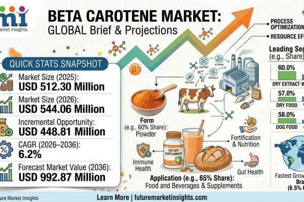 Beta Carotene Market to Reach USD 992.87 Million by 2036