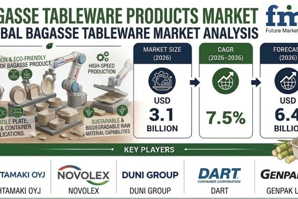 Bagasse Tableware Products Market to Reach USD 6.4 Billion by 2036 | Growth in Institutional Foodservice Applications Supports Demand