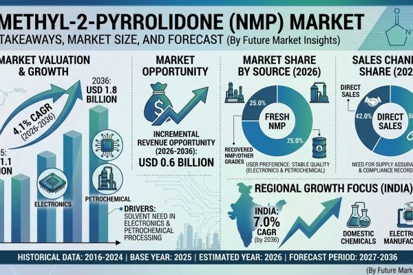 Global N-Methyl-2-Pyrrolidone Market Forecast 2026–2036: High-Purity Demand and Petrochemical Processing Power