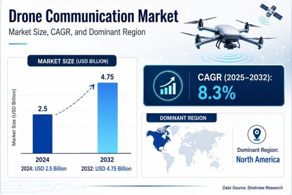 Drone Communication Market Growth to Reach USD 4.75 Billion by 2032 as Commercial UAV Use Accelerates