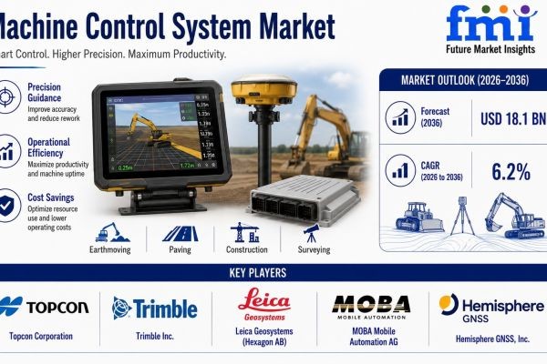 Machine Control System Market to Reach USD 18.1 Billion by 2036 as Heavy Equipment Efficiency Becomes a Key Industry Focus