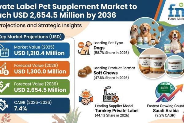 Private Label Pet Supplement Market to Reach USD 2,654.5 Million by 2036