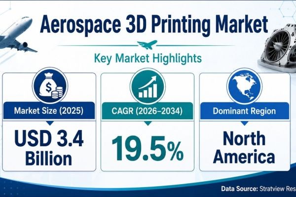 Aerospace 3D Printing Market Growth to Reach USD 17.0 Billion by 2034 as Adoption Expands