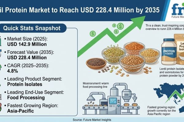 Lentil Protein Market to Reach USD 228.4 Million by 2035