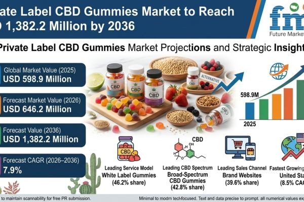 Private Label CBD Gummies Market to Reach USD 1,382.2 Million by 2036