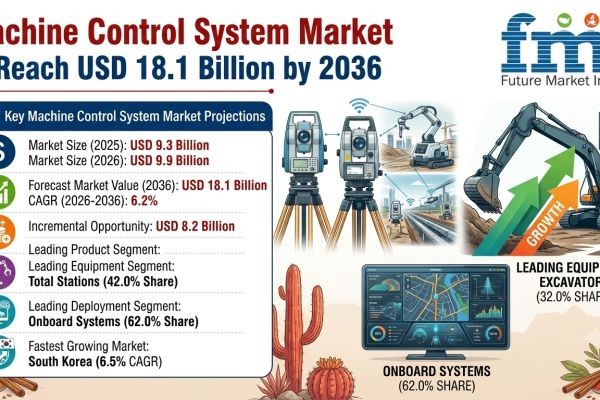 Machine Control System Market to Reach USD 18.1 Billion by 2036