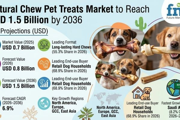 Natural Chew Pet Treats Market to Reach USD 1.5 Billion by 2036