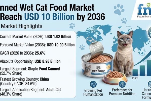 Canned Wet Cat Food Market to Reach USD 10 Billion by 2036