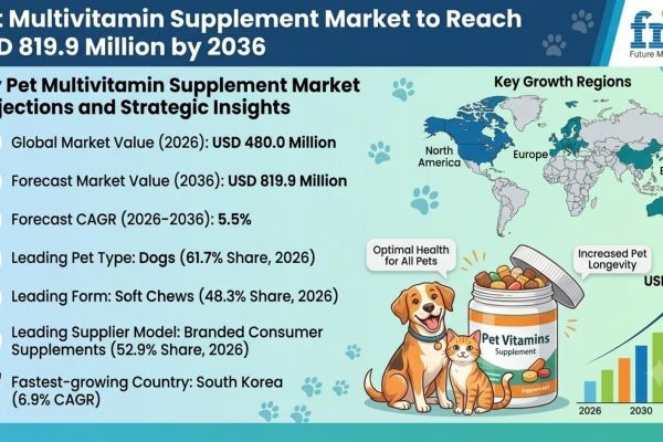 Pet Multivitamin Supplement Market to Reach USD 819.9 Million by 2036