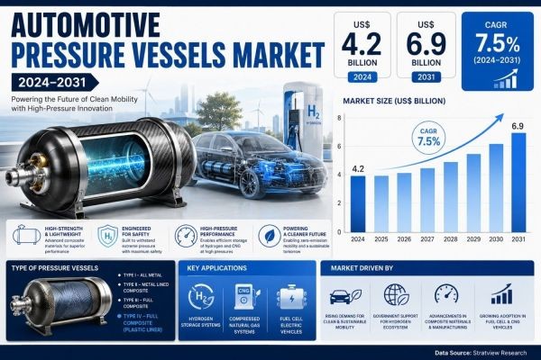 Automotive Pressure Vessels Market to Reach US$ 6.9 Billion by 2031, Driven by Alternative Fuel Vehicle Demand