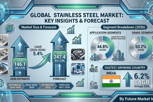 Stainless Steel Market Forecast 2026–2036: Industry Expansion Driven by Infrastructure Investments