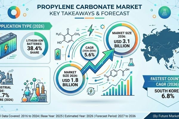 Global Propylene Carbonate Market Forecast 2026–2036: Market Expansion Driven by Battery-Linked Demand