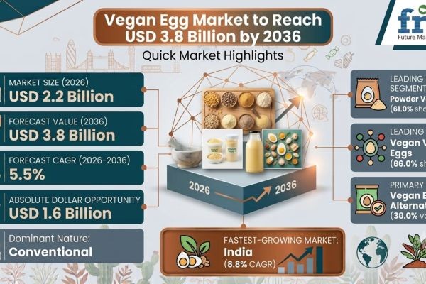 Vegan Egg Market to Reach USD 3.8 Billion by 2036