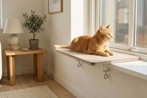 Elevated Cat Window Bed for Lounging & Bird Watching