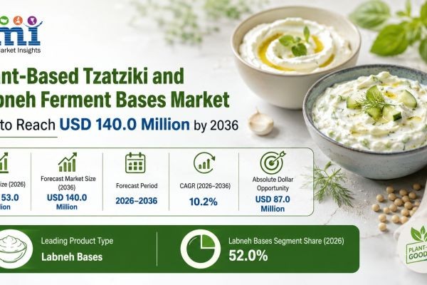 Plant-Based Tzatziki and Labneh Ferment Bases Market Set to Reach USD 140.0 Million by 2036