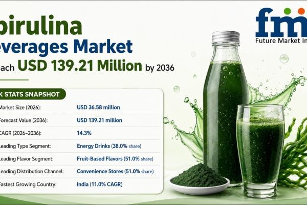 Global India Spirulina Beverages Market to Reach $139.21Mn by 2036 as Prolgae Spirulina Supplies Expands Convenience Retail Footprint
