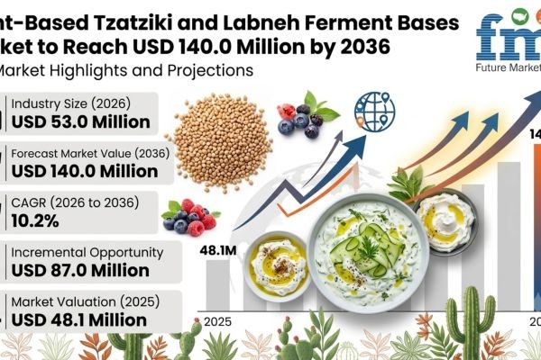 Plant-Based Tzatziki and Labneh Ferment Bases Market to Reach USD 140.0 Million by 2036