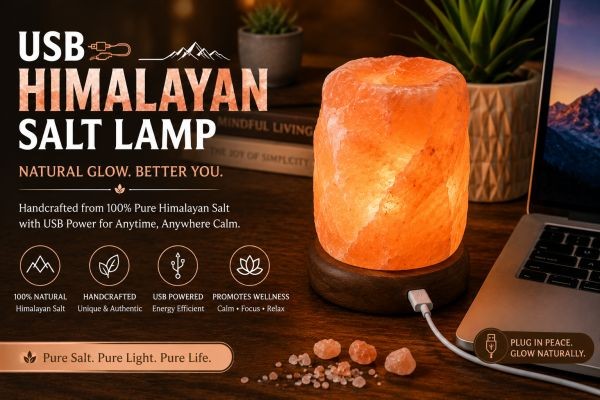 USB Himalayan Salt Lamp | Natural LED Crystal Night Light