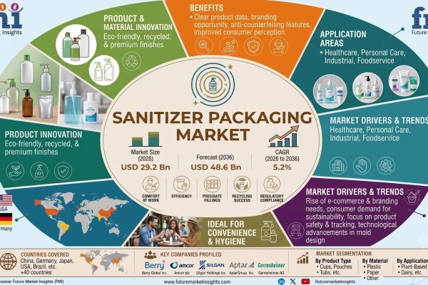 Sanitizer Packaging Market Registering a CAGR of 5.2% Through 2036 | Rising Investments in Sustainable Packaging Technologies Fuel Growth