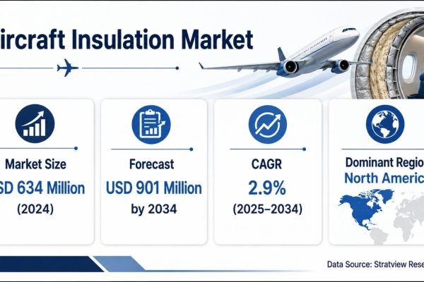 Aircraft Insulation Market to Reach USD 901 Million by 2034, Driven by Rising Aircraft Production and Cabin Performance Needs