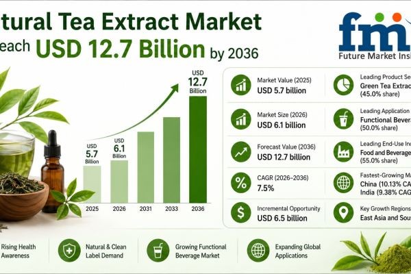 Natural Tea Extract Market to Reach USD 12.65 Billion by 2036