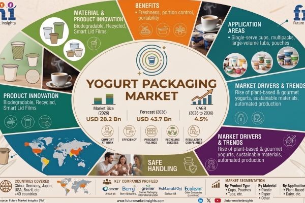 Yogurt Packaging Market to Hit USD 43.7 Billion by 2036 | Accelerated by B2C and Indirect Channels Controlling a 38.0% Sales Share