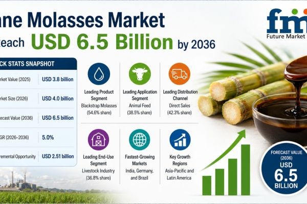 Cane Molasses Market to Reach USD 6.50 Billion by 2036