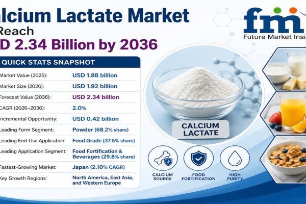 Calcium Lactate Market to Reach USD 2.34 Billion by 2036