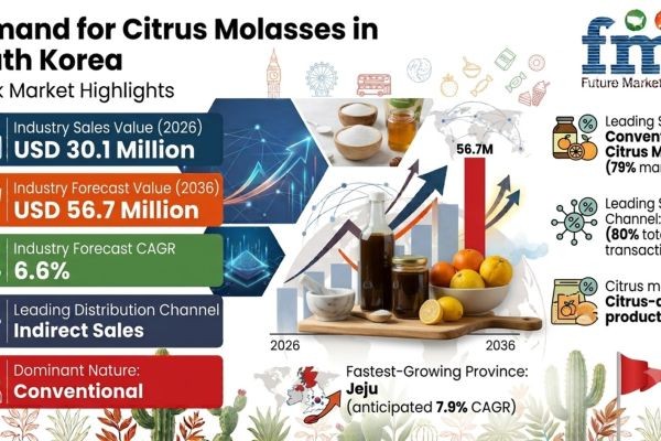 South Korea Citrus Molasses Market Projected to Reach USD 56.7 Million by 2036