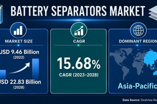 Battery Separators Market Share to Reach USD 22.83 Billion by 2028 as Polyethylene Leads Product Demand