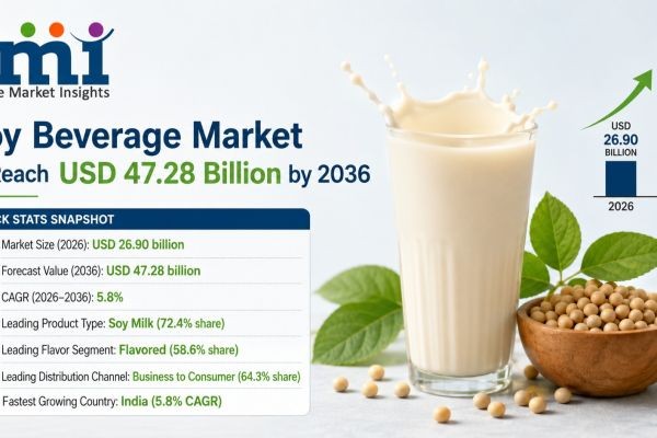 Kikkoman Corporation Accelerates Asian Expansion as Global Soy Beverage Market Grows from USD 26.90 Billion in 2026 to USD 47.28 Billion by 2036 at 5...
