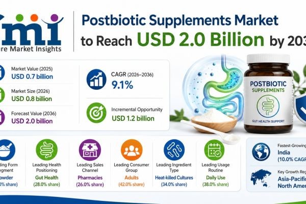 Postbiotic Supplements Market to Reach USD 2.0 Billion by 2036