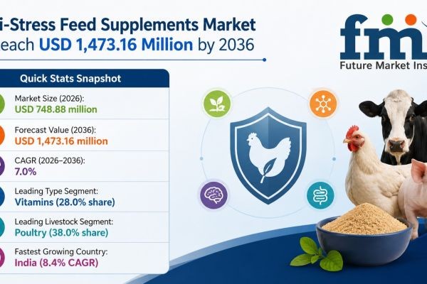 Global Anti-Stress Feed Supplements Market to Reach $1,473.16Mn by 2036 as Cargill Expands Local Poultry Nutrition Supply