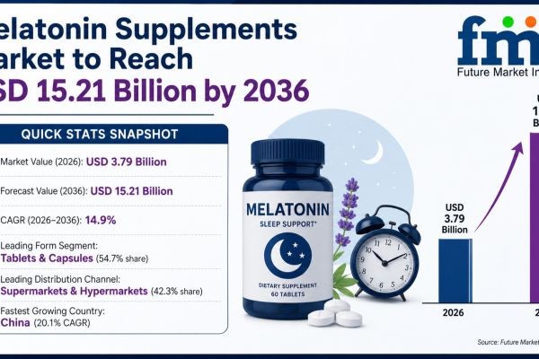 Melatonin Supplements Market to Reach USD 15.21 Billion by 2036