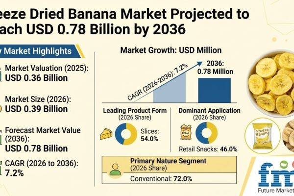 Freeze Dried Banana Market Projected to Reach USD 0.78 Billion by 2036