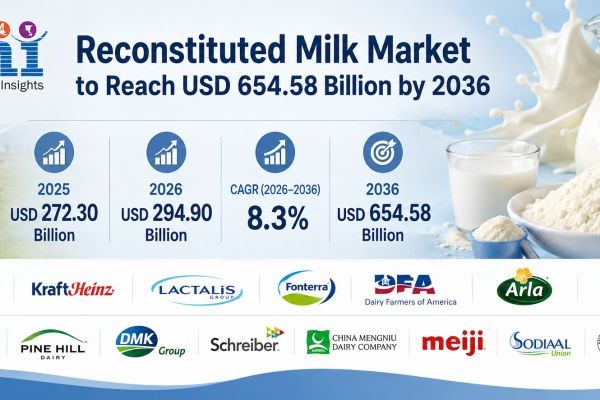 Reconstituted Milk Market to Reach USD 654.58 Billion by 2036 Driven by Import-Dependent Dairy Demand