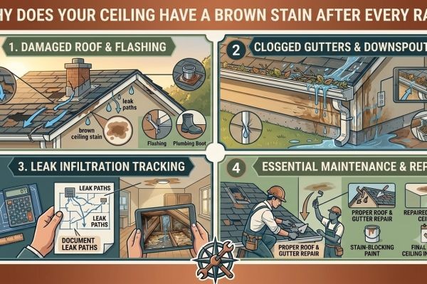 Why Does Your Ceiling Have a Brown Stain After Every Rain?