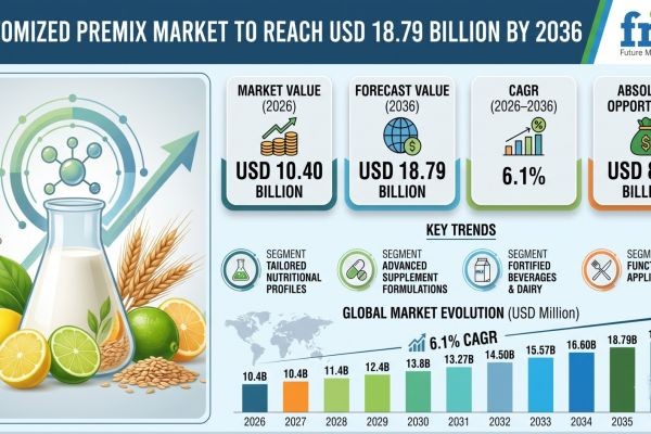 Customized Premix Market to Reach USD 18.79 Billion by 2036 Driven by Vitamin Fortification, Pharma OTC Demand, and Batch Repeatability