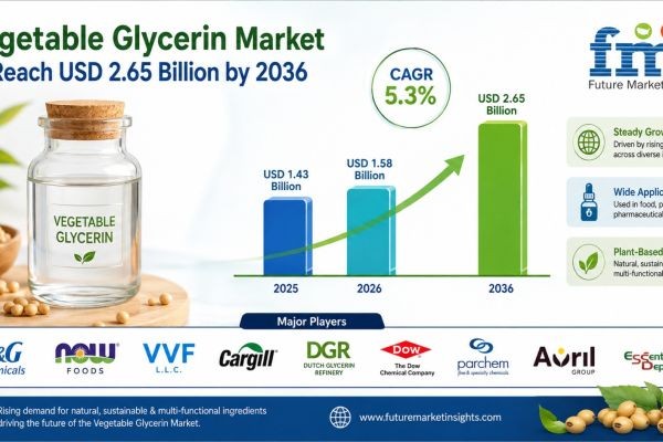 Vegetable Glycerin Market to Reach USD 2.65 Billion by 2036 Driven by Personal Care Formulations