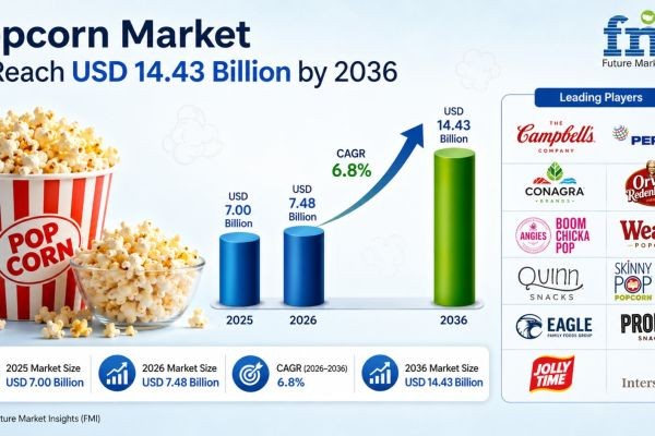 Popcorn Market to Reach USD 14.43 Billion by 2036