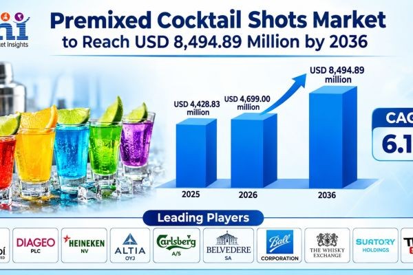 Premixed Cocktail Shots Market to Reach USD 8,494.89 Million by 2036