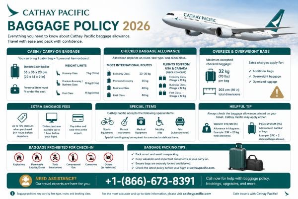 Cathay Pacific Baggage Policy 2026: Checked Bags, Carry-On and Costs