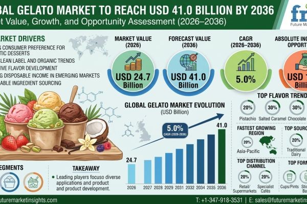 Global Gelato Market to Reach USD 41.0 Billion by 2036 Driven by Artisanal Premiumization, Dairy Formulations, and Retail Distribution
