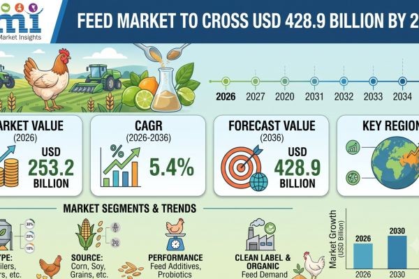 Poultry Feed Market to Cross USD 428.9 Billion by 2036 Driven by Precision Nutrition, Corn-Based Feeds, and Pellet Delivery Formats